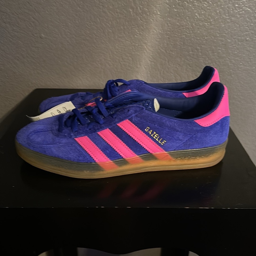 Blue and pink Adidas Gazele size 8.5 womens
